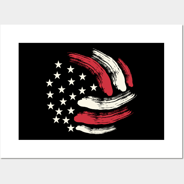 Patriotic Volleyball Gift Volleyball Team American Flag Print Wall Art by Linco